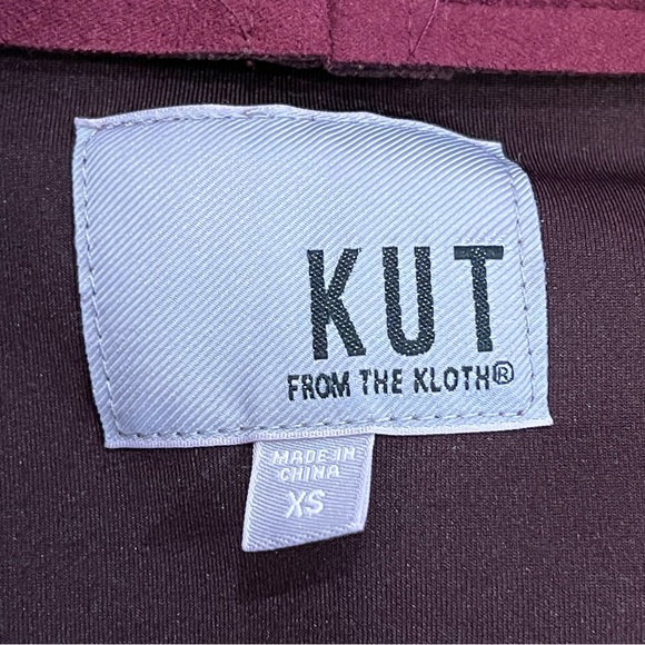Kut From The Kloth Merlot Burgundy Faux Suede Moto Jacket - XS - Picture 10 of 11